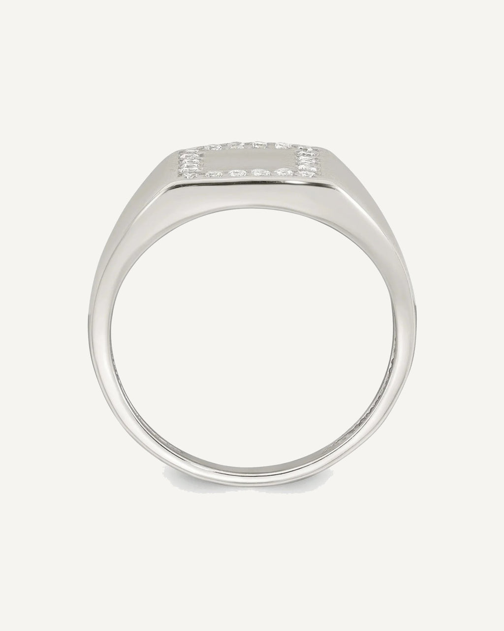 Sterling Silver Polished White CZ Square Border Size 9 Mens Signet Ring – View 2