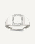 Sterling Silver Polished White CZ Square Border Size 9 Mens Signet Ring – View 1