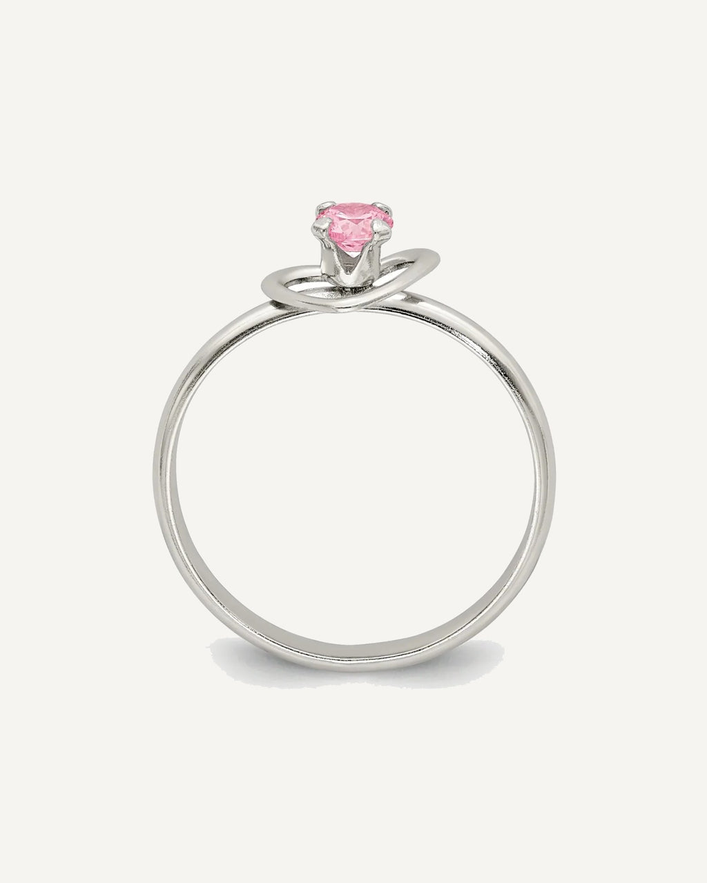 Sterling Silver Polished Pink CZ Heart Children's 15in Necklace, Size 3 Ring and Post Earrings Set – View 3