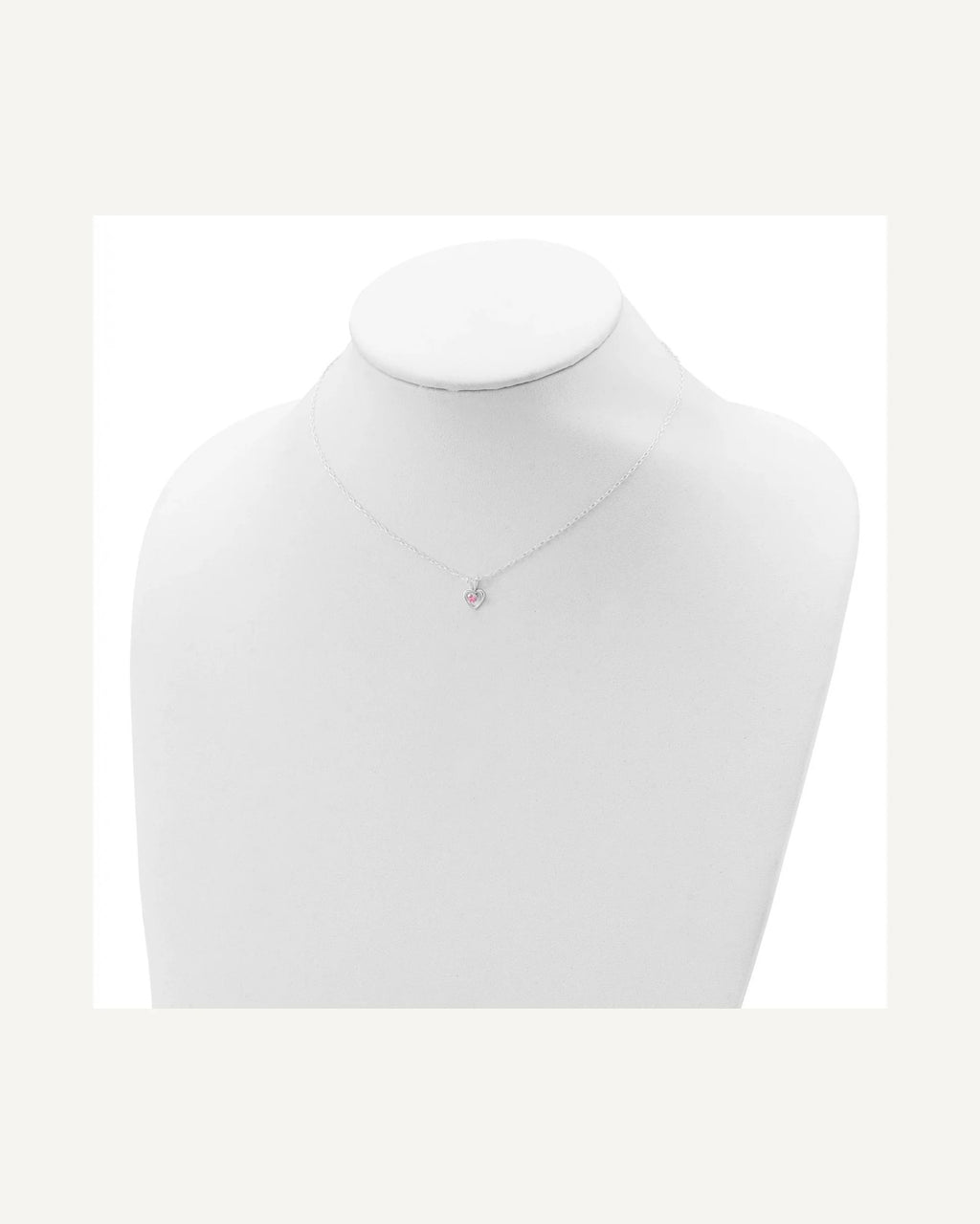 Sterling Silver Polished Pink CZ Heart Children's 15in Necklace, Size 3 Ring and Post Earrings Set – View 4