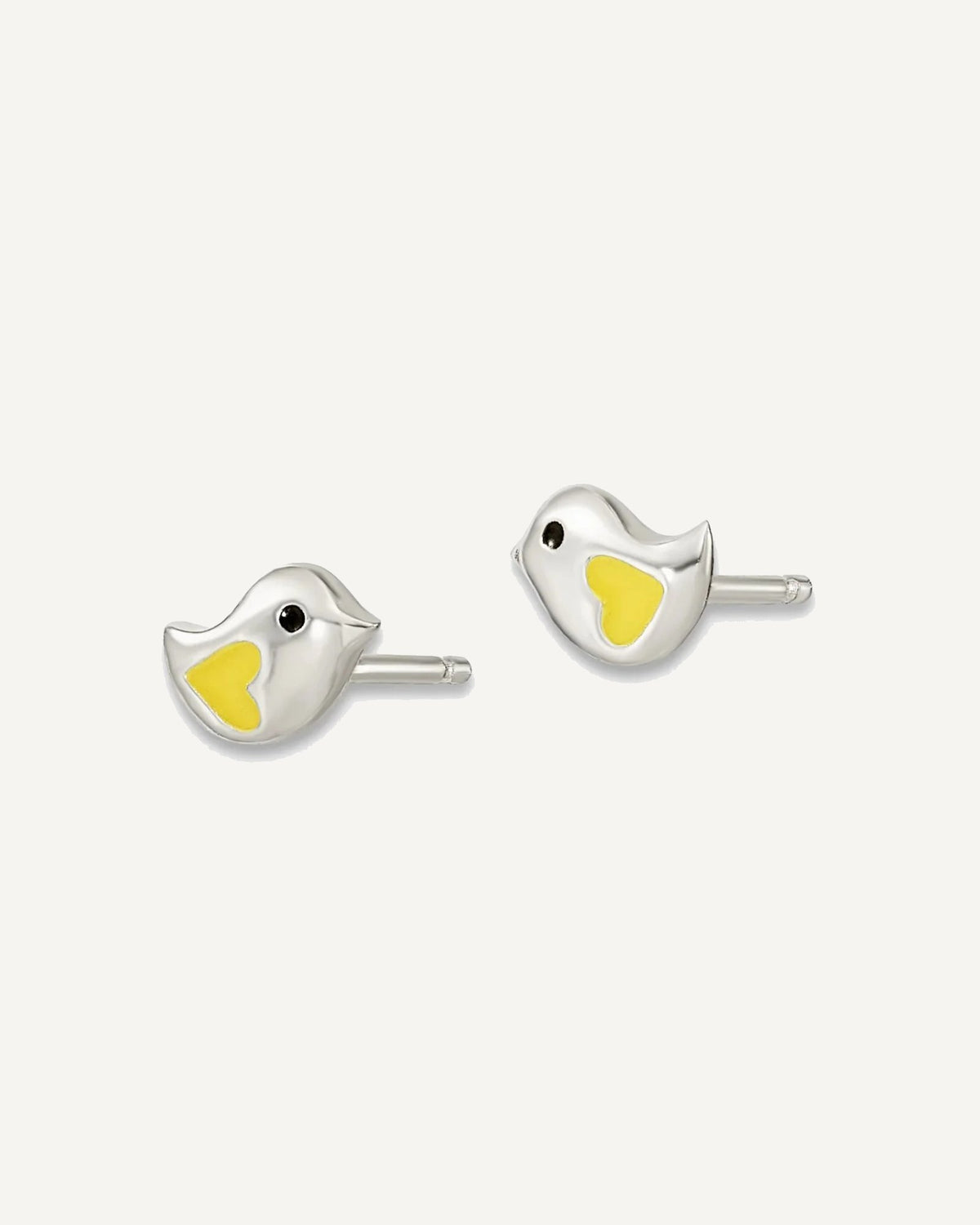 Sterling Silver Polished Yellow and Black Enameled Bird 14 Inch Necklace and Post Earrings Set – View 3