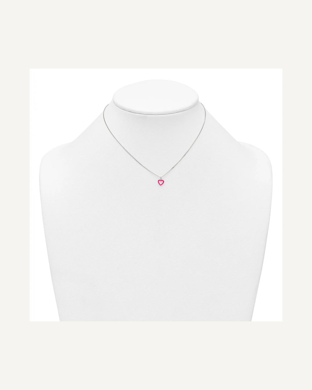 Sterling Silver Polished Pink Enamel Open Heart Youth 14 inch Necklace and Earrings Set – View 4