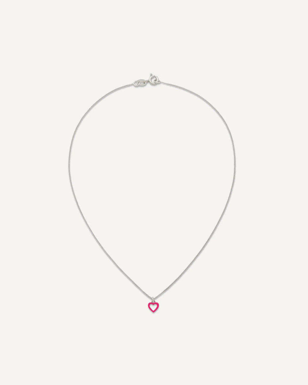 Sterling Silver Polished Pink Enamel Open Heart Youth 14 inch Necklace and Earrings Set – View 5