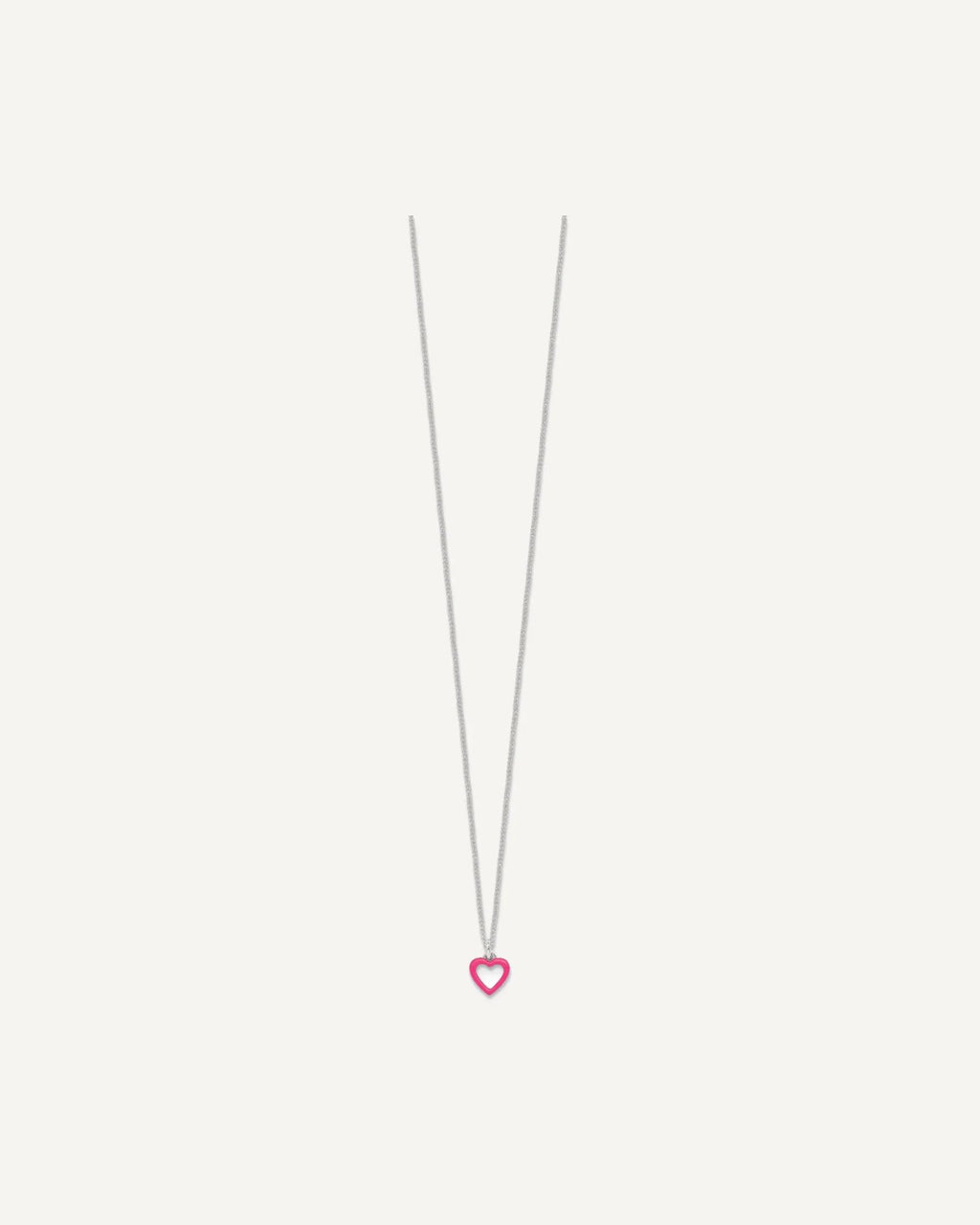 Sterling Silver Polished Pink Enamel Open Heart Youth 14 inch Necklace and Earrings Set – View 6