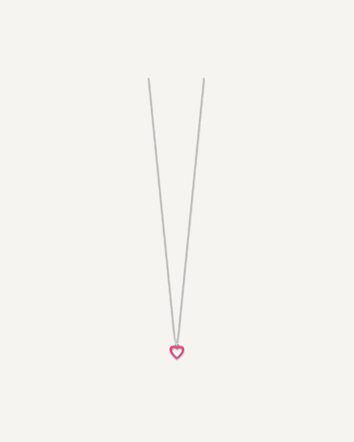 Sterling Silver Polished Pink Enamel Open Heart Youth 14 inch Necklace and Earrings Set – View 6