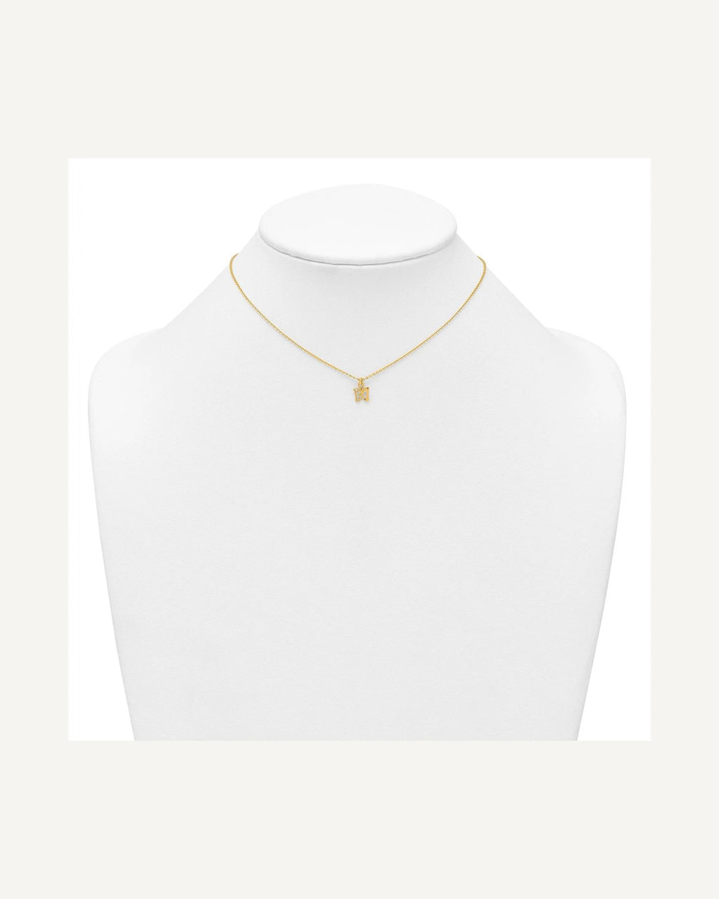 Sterling Silver Gold-plated White CZ Petite Butterfly 14 inch Necklace and Post Earrings Set – View 4