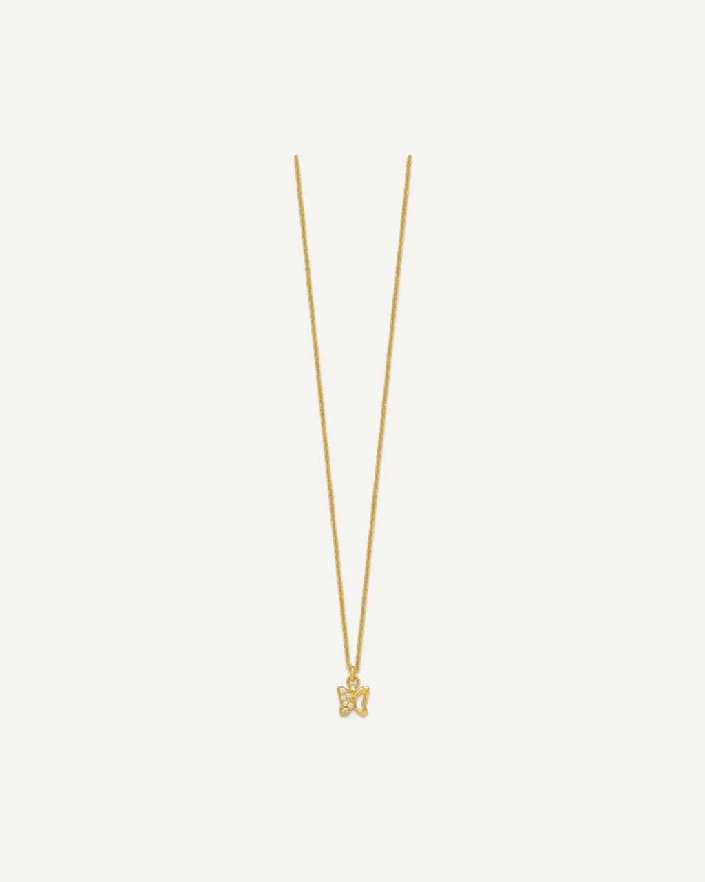 Sterling Silver Gold-plated White CZ Petite Butterfly 14 inch Necklace and Post Earrings Set – View 6