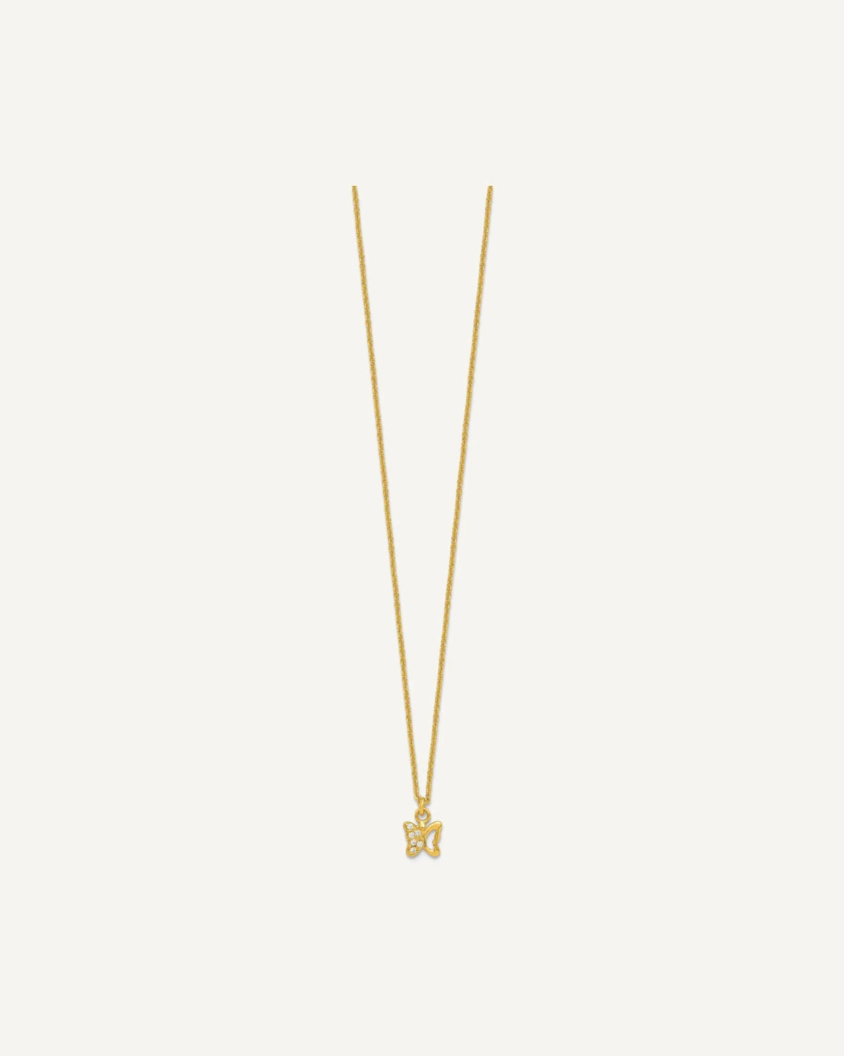 Sterling Silver Gold-plated White CZ Petite Butterfly 14 inch Necklace and Post Earrings Set – View 6