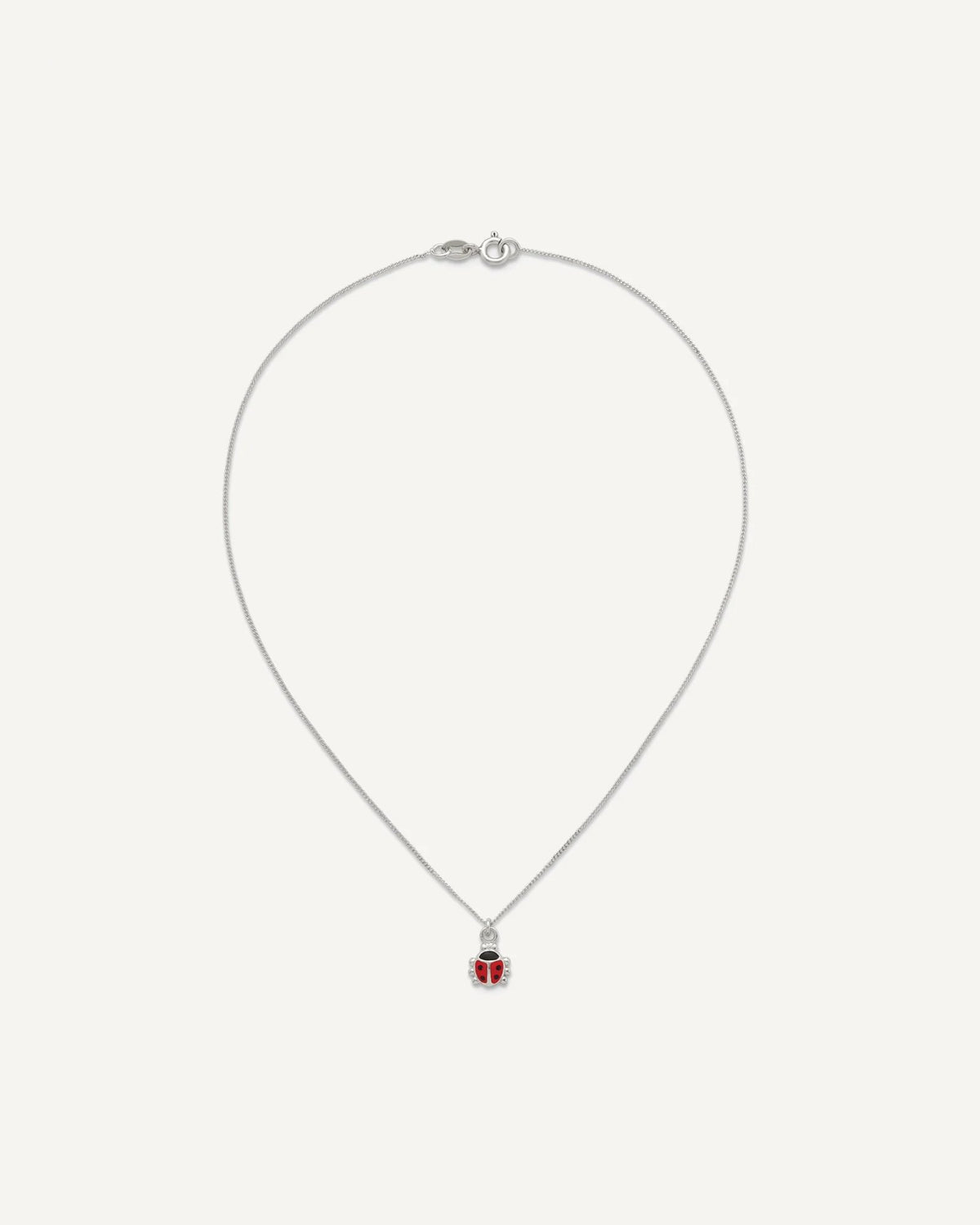 Sterling Silver Polished Red and Black Enameled Ladybug 14 Inch Necklace and Petite Post Earrings Set – View 5
