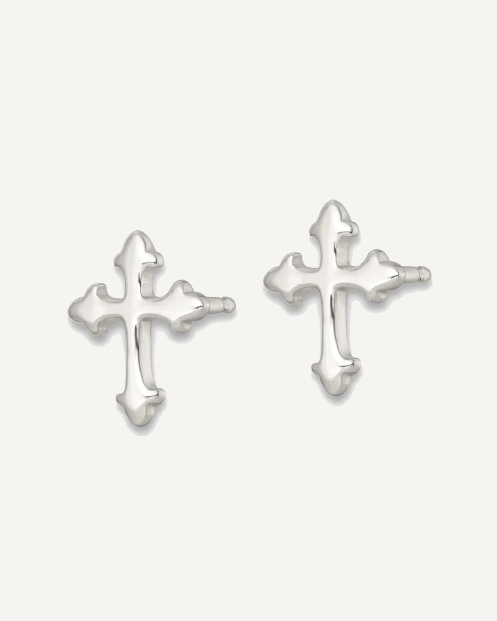 Sterling Silver Polished Cross 14 inch Necklace and Post Earrings Set – View 3