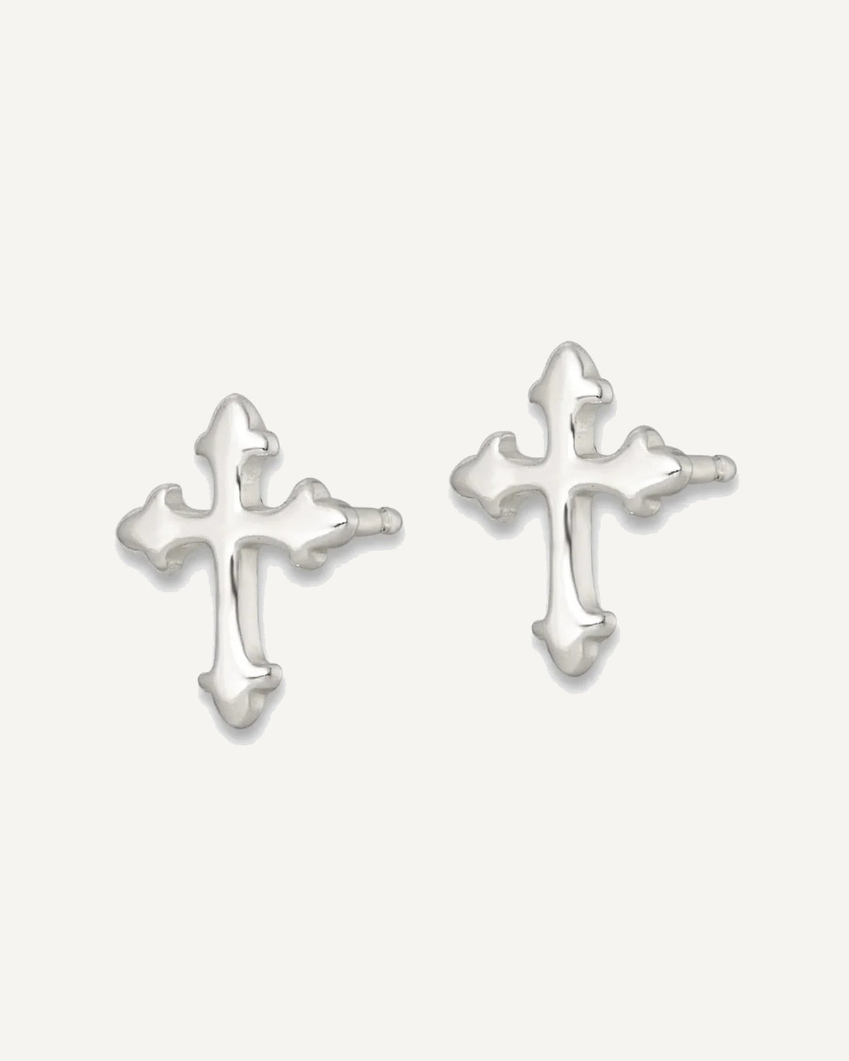 Sterling Silver Polished Cross 14 inch Necklace and Post Earrings Set – View 3