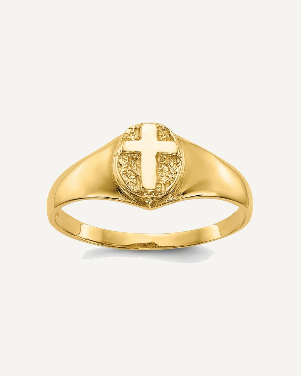Gold Polished Children's Cross Rings – View 6