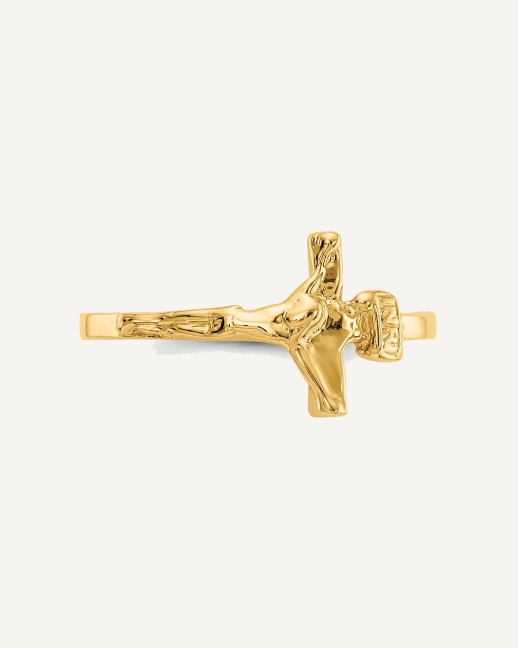 Gold Polished Children's Cross Rings – View 10