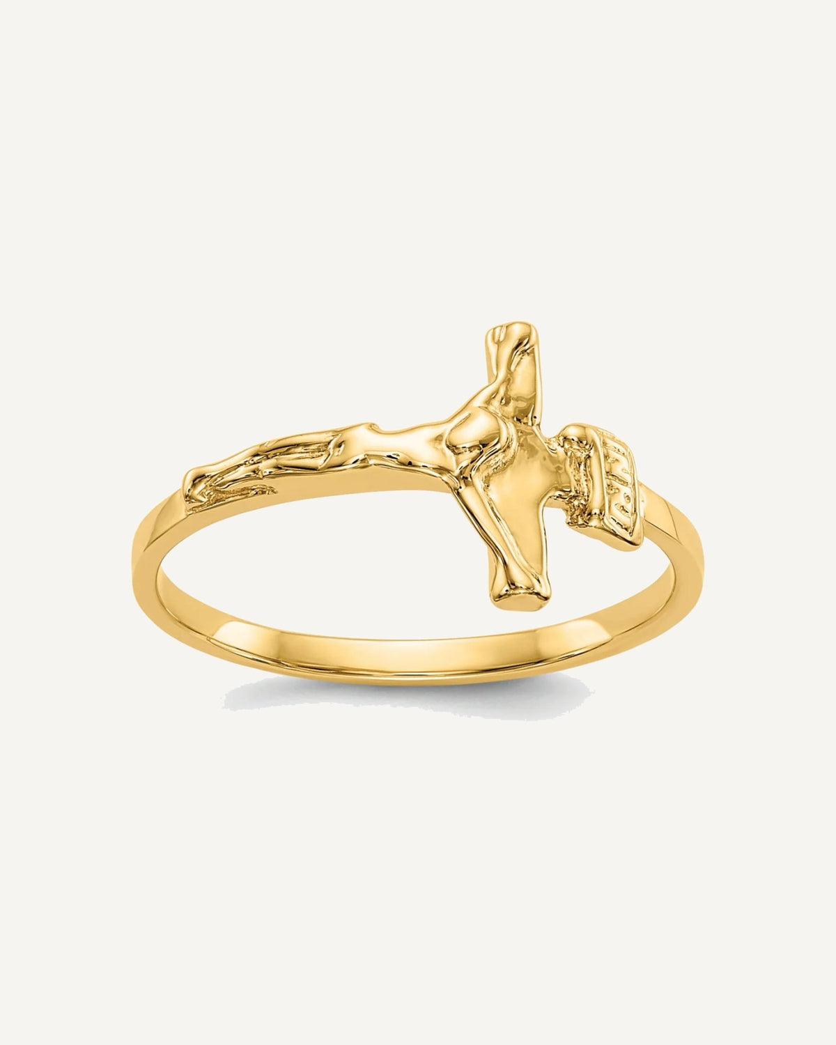 Gold Polished Children's Cross Rings – View 6