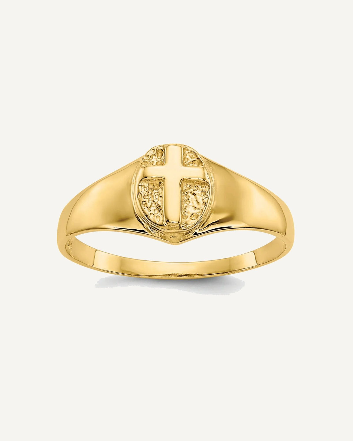 Gold Polished Children's Cross Rings – View 6