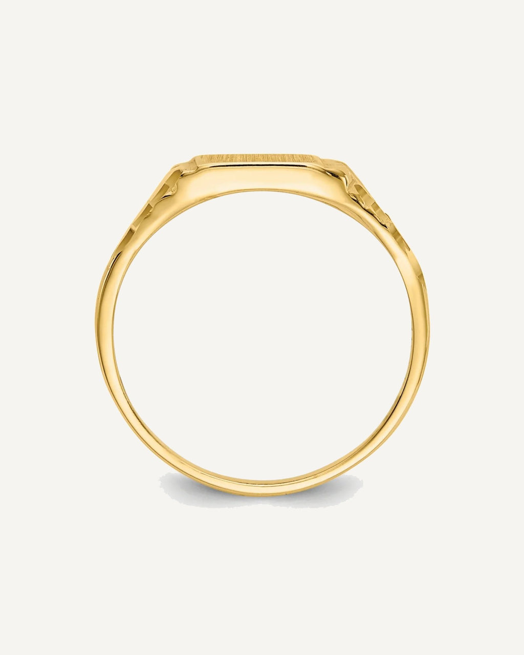 14k Diamond-Cut 6.0x4.5mm Closed Back Size 3.5 Rectangular Signet Ring – View 2