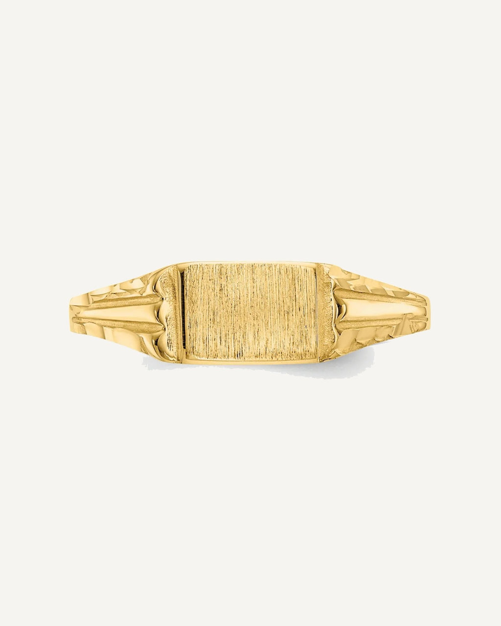 14k Diamond-Cut 6.0x4.5mm Closed Back Size 3.5 Rectangular Signet Ring – View 5