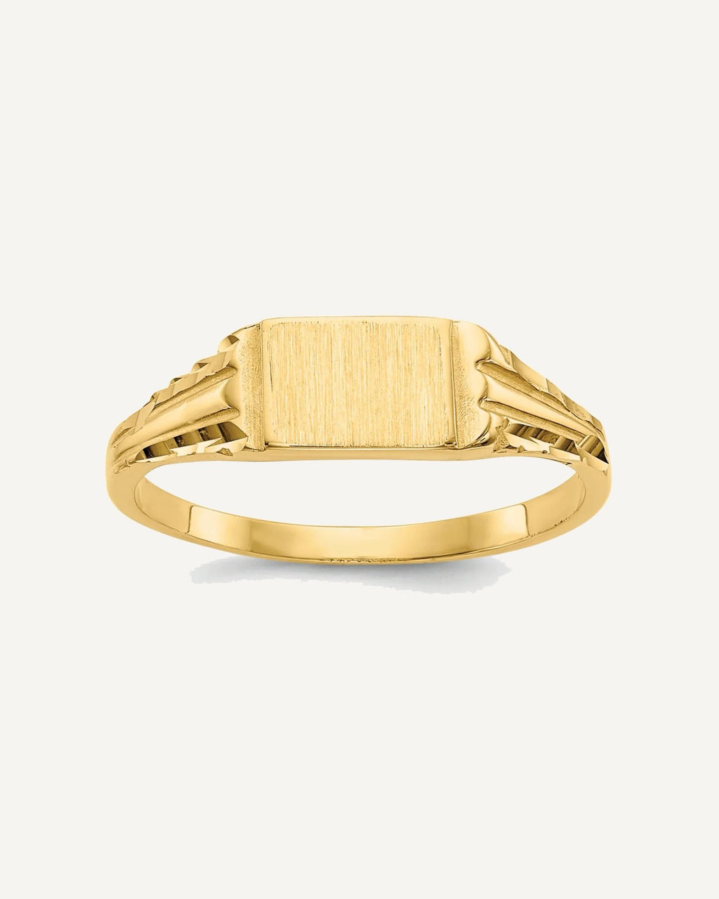 14k Diamond-Cut 6.0x4.5mm Closed Back Size 3.5 Rectangular Signet Ring – View 1