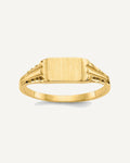14k Diamond-Cut 6.0x4.5mm Closed Back Size 3.5 Rectangular Signet Ring – View 1