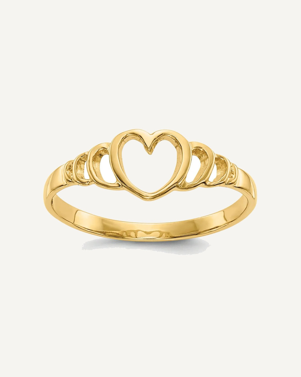 Gold Polished Children's Heart  Rings – View 6