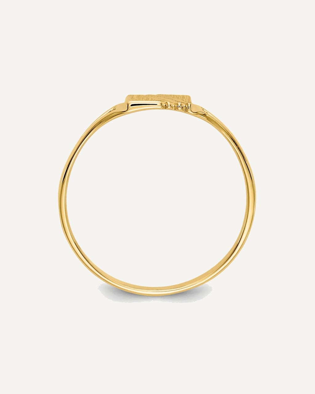 14k Polished and Satin 5.5x4.5mm Open Back Size 3 Striped Rectangular Signet Ring – View 2