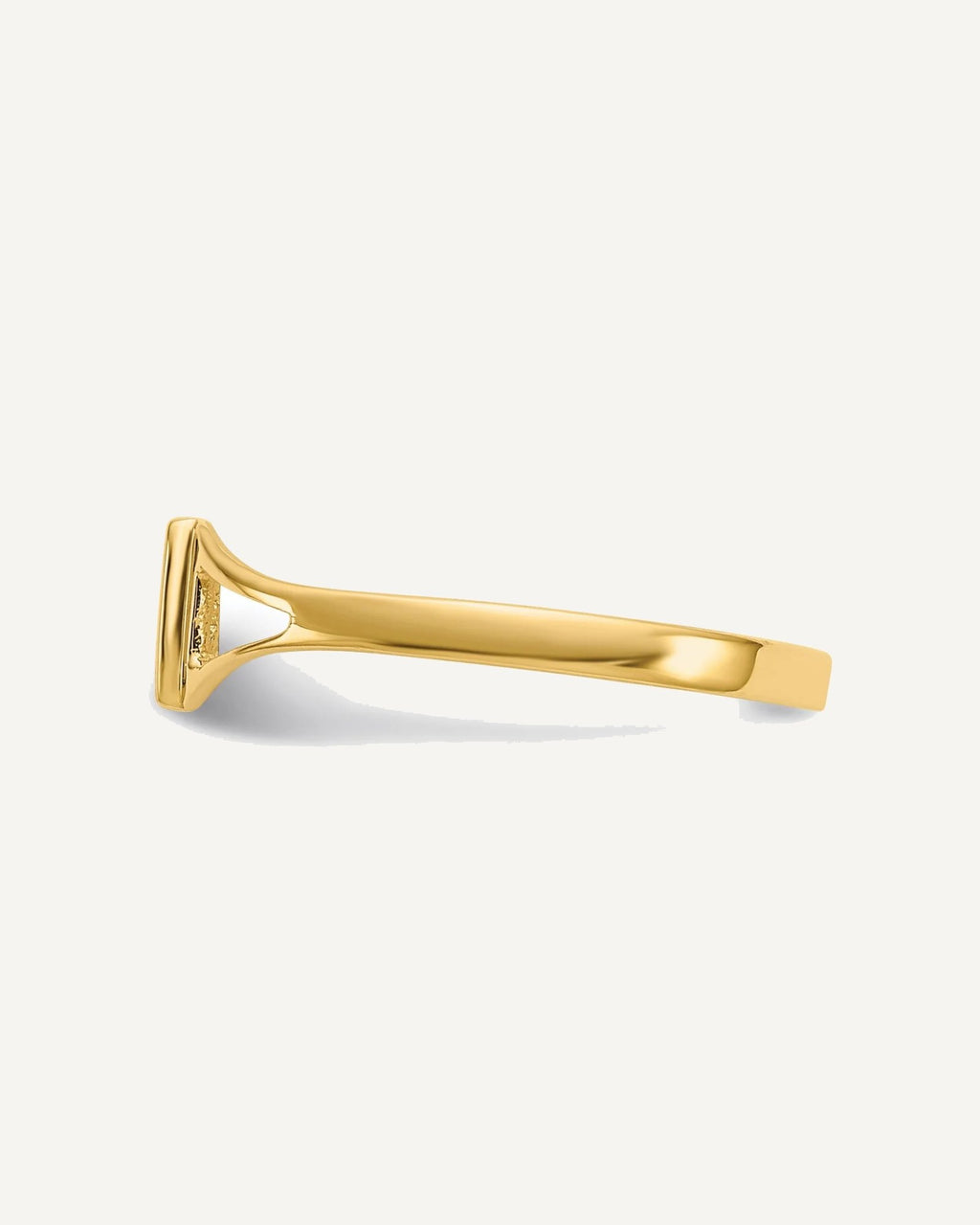 14k Polished and Satin 5.5x4.5mm Open Back Size 3 Striped Rectangular Signet Ring – View 4