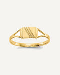 14k Polished and Satin 5.5x4.5mm Open Back Size 3 Striped Rectangular Signet Ring – View 1