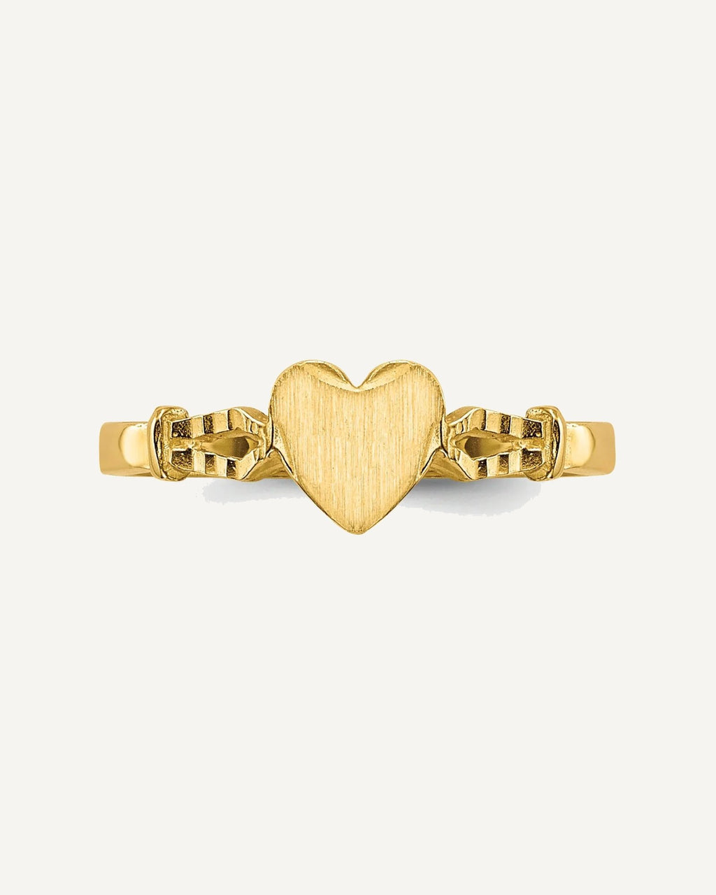 14k 5.0x5.0mm Open Back Size 3 Heart Signet Ring – View 4