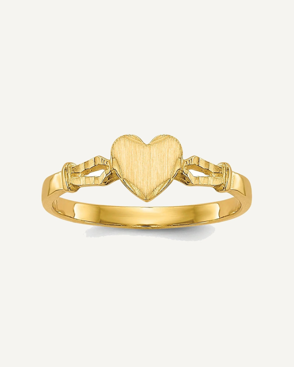 14k 5.0x5.0mm Open Back Size 3 Heart Signet Ring – View 1