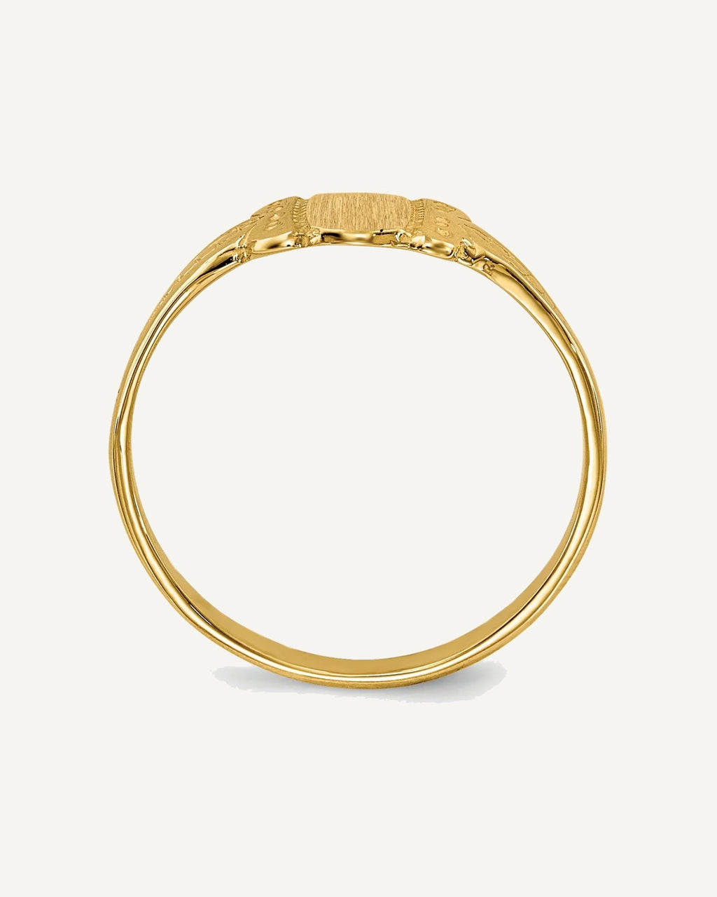 14k 3.5x5.25mm Closed Back Size 3 Fancy Oval Signet Ring – View 2