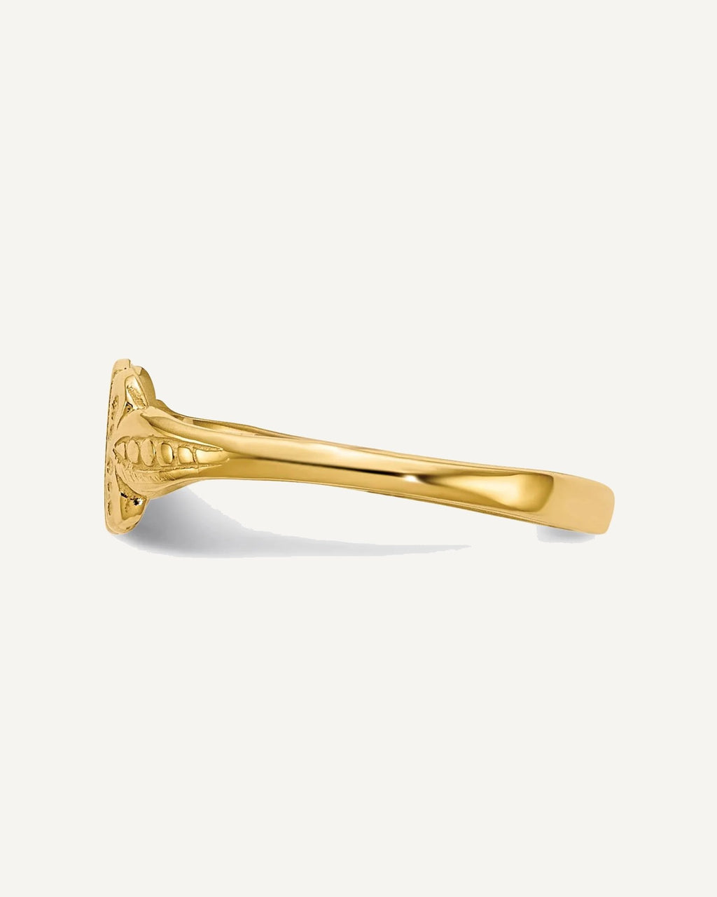 14k 3.5x5.25mm Closed Back Size 3 Fancy Oval Signet Ring – View 3