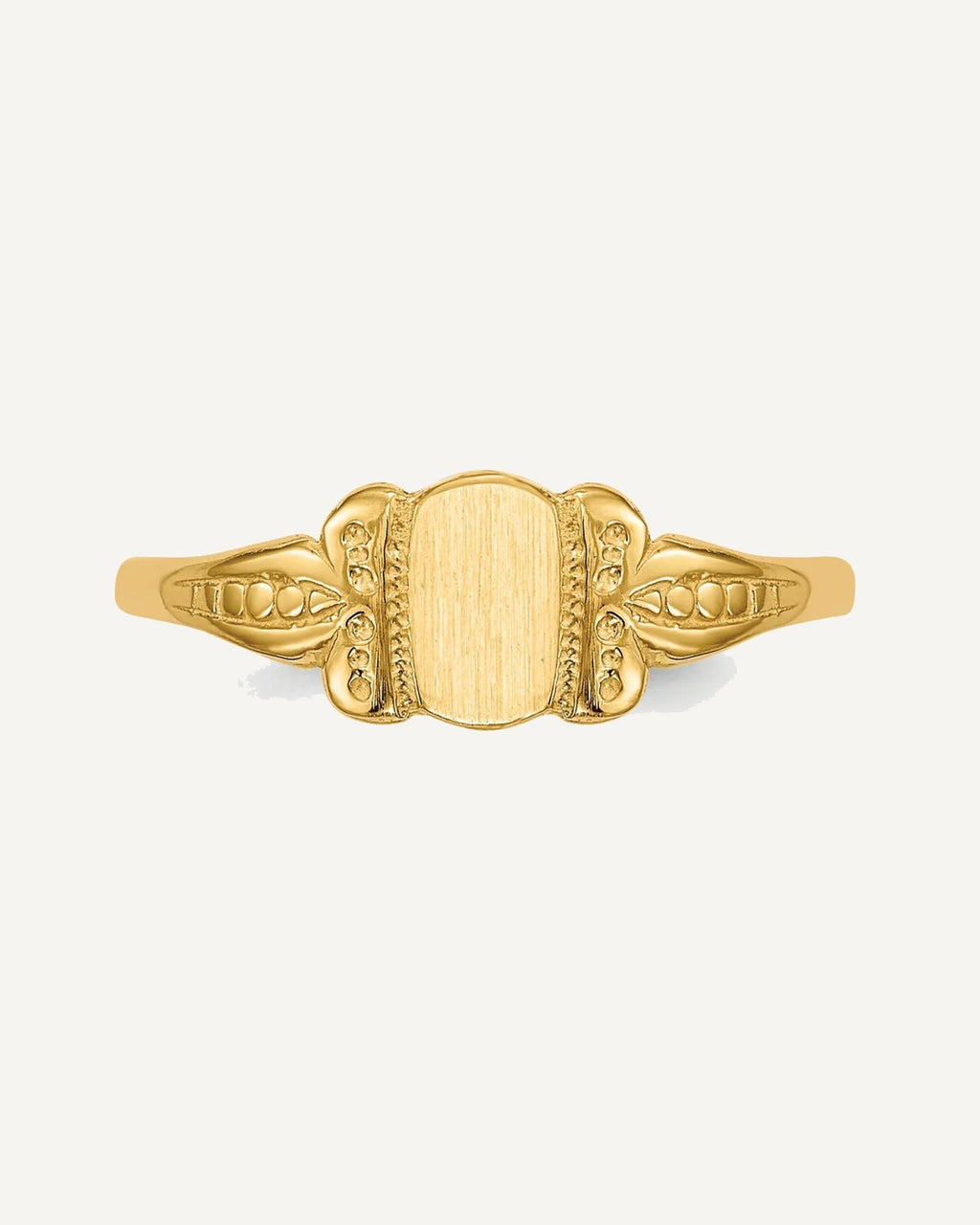 14k 3.5x5.25mm Closed Back Size 3 Fancy Oval Signet Ring – View 4
