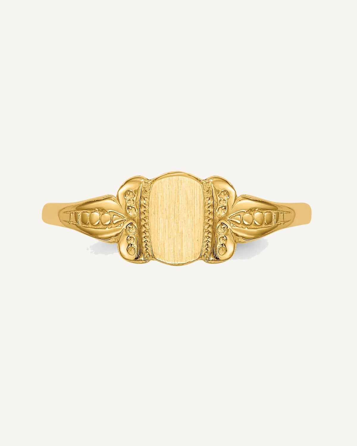 14k 3.5x5.25mm Closed Back Size 3 Fancy Oval Signet Ring – View 4
