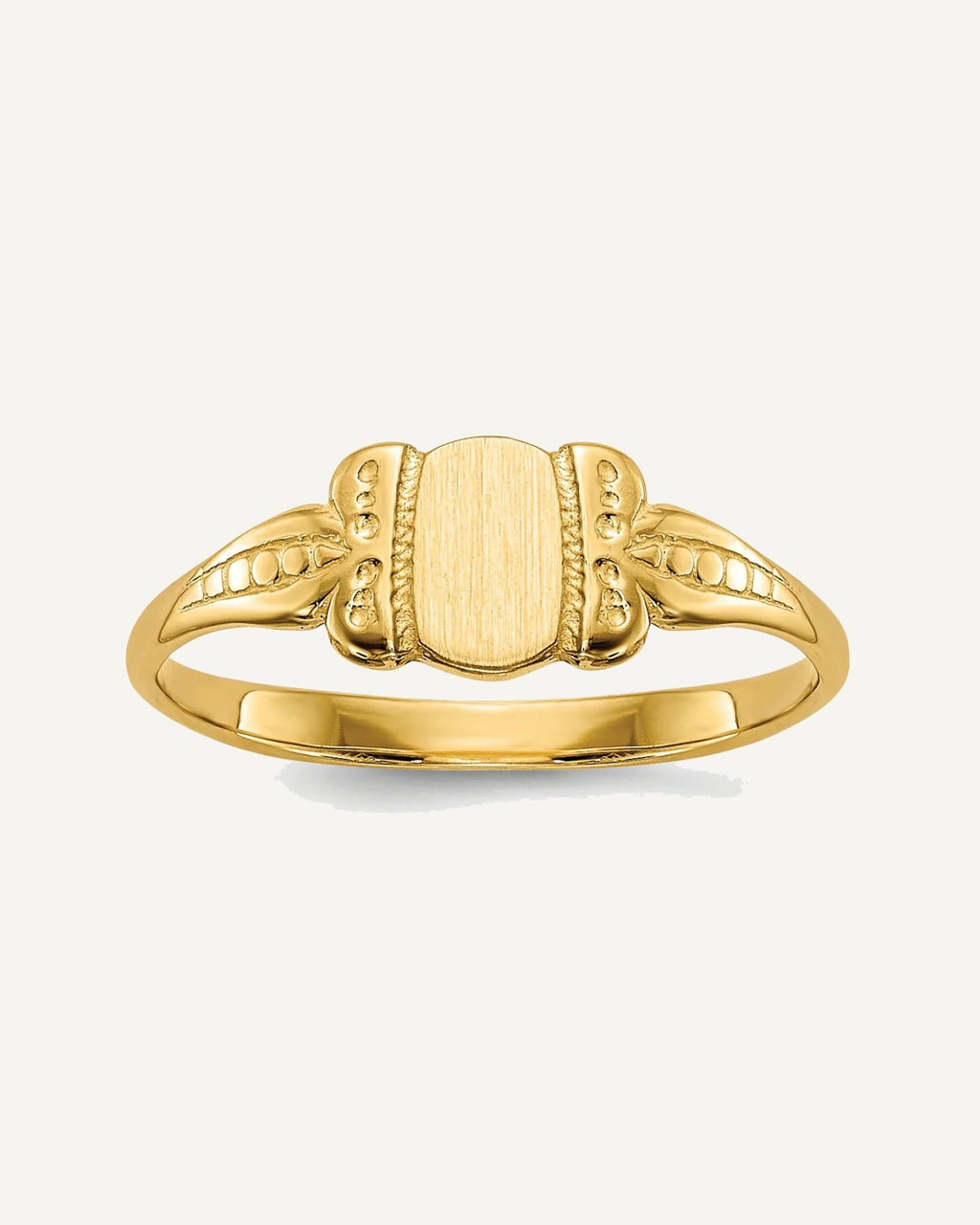 14k 3.5x5.25mm Closed Back Size 3 Fancy Oval Signet Ring – View 1