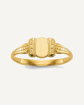 14k 3.5x5.25mm Closed Back Size 3 Fancy Oval Signet Ring – View 1