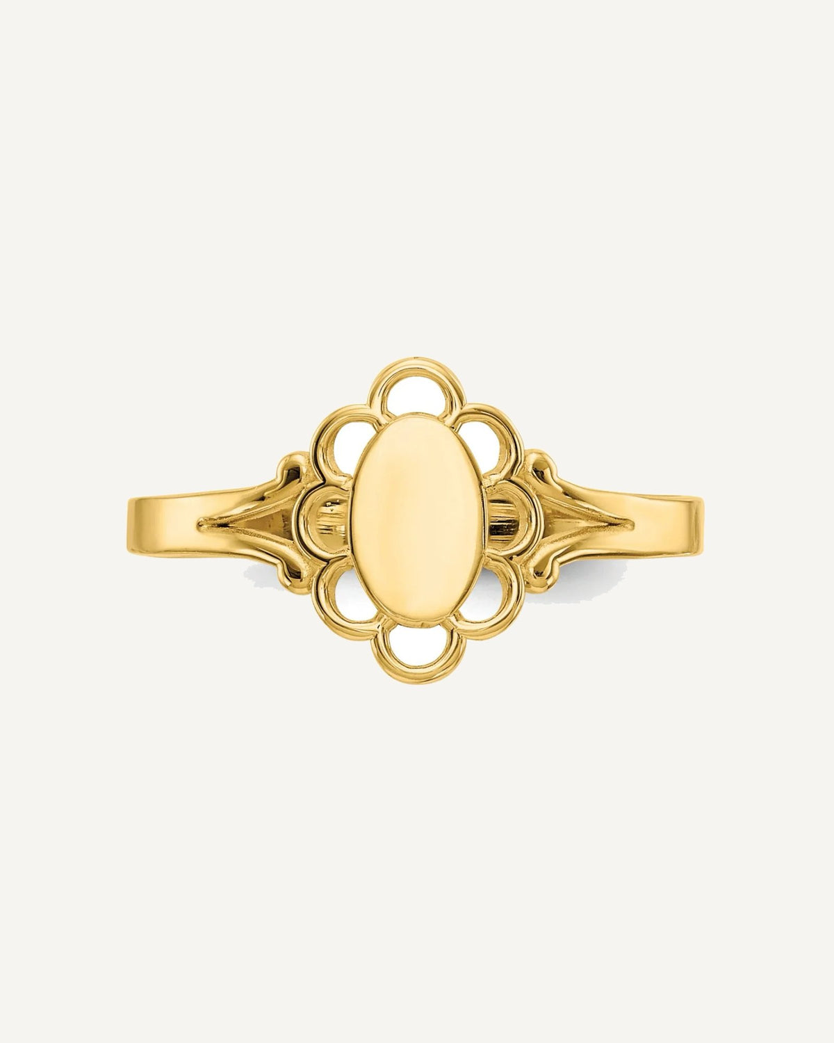 Gold Polished Children's Signet Rings – View 5