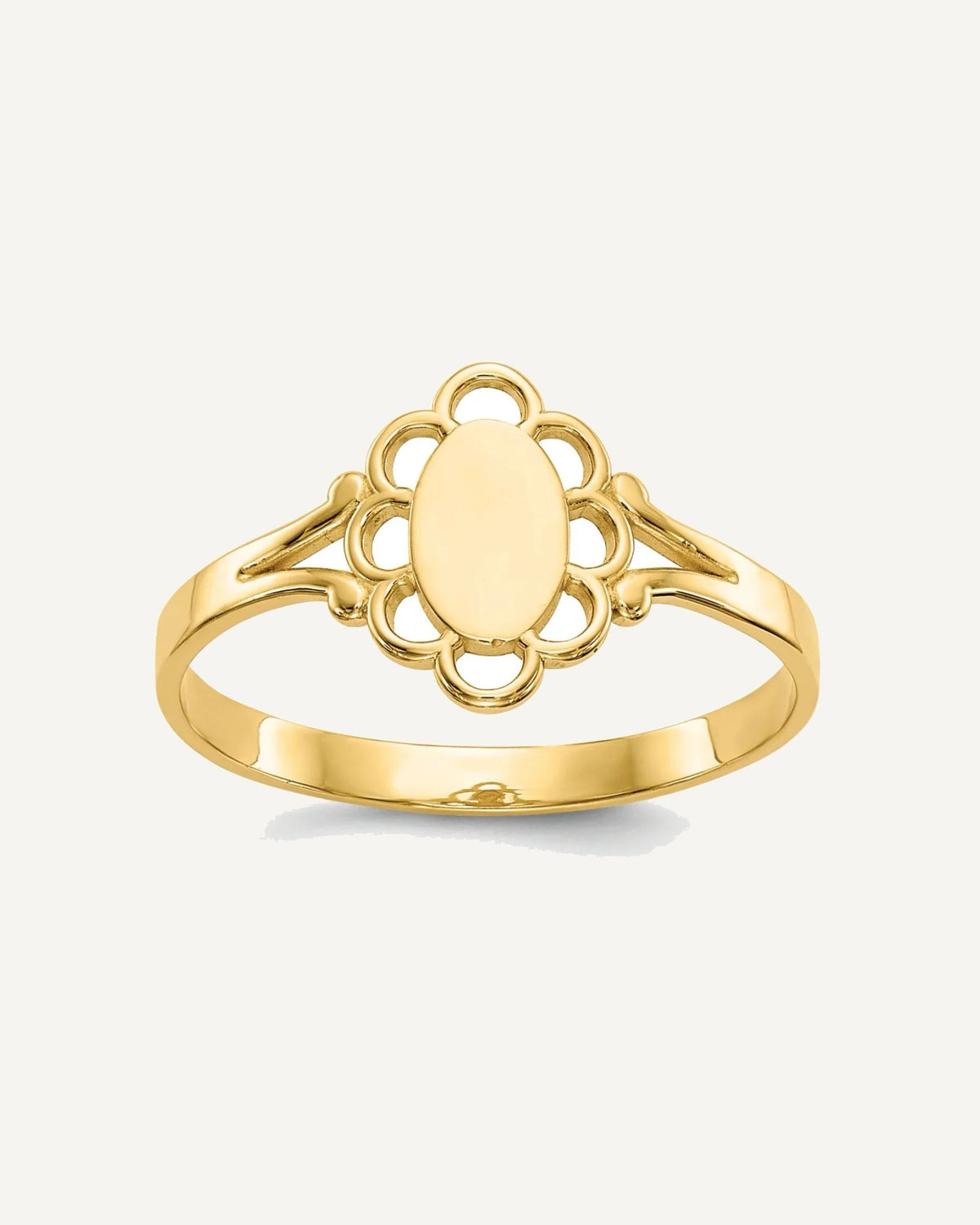 Gold Polished Children's Signet Rings – View 1