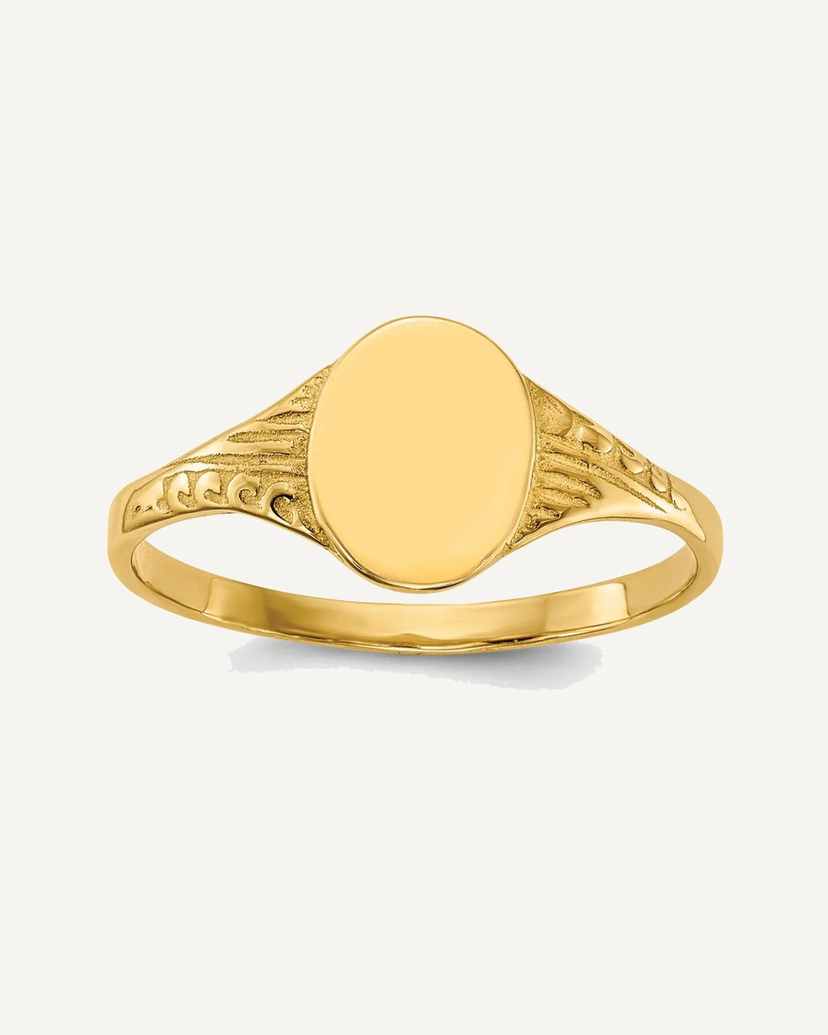 Gold Polished Children's Signet Rings – View 1