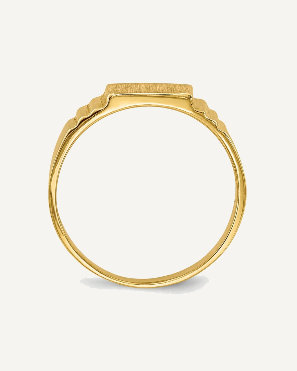 14K Satin 6.5x5.2mm Closed Back Size 2.25 Rectangular Signet Ring – View 2