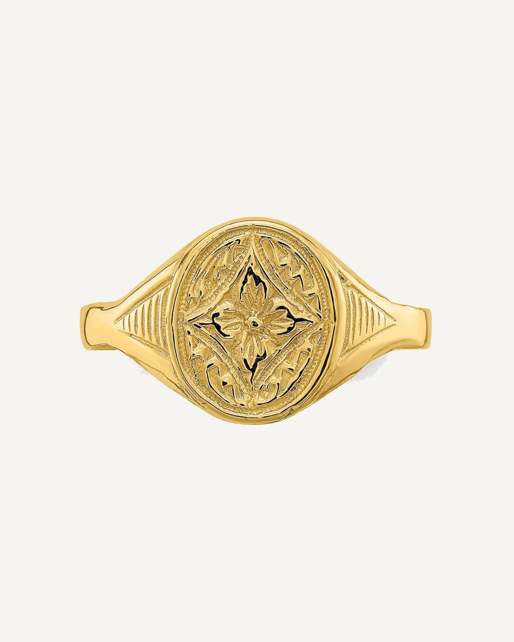 14k Oval Flower Size 3 Ring – View 5
