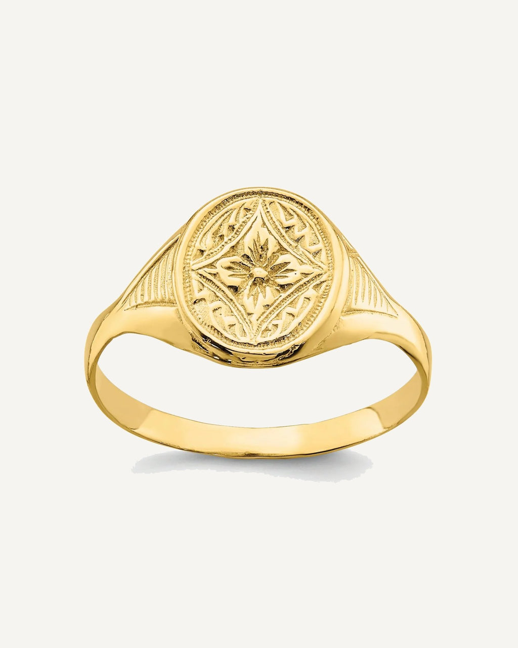 14k Oval Flower Size 3 Ring – View 1