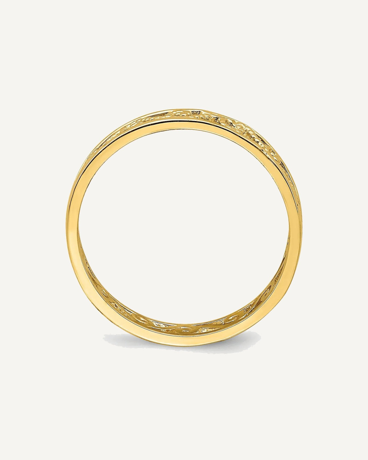 14k Beaded Scroll Cut-Out 3.8mm Band Size 2 Ring – View 2
