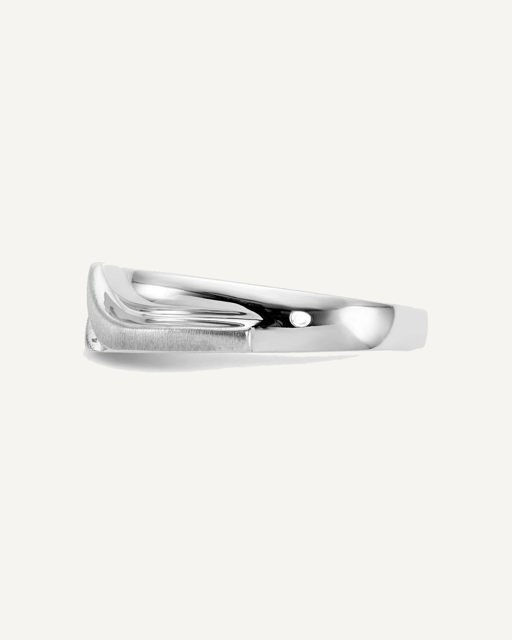 10k White Gold Polished and Satin Men's Diamond Band – View 3