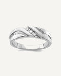 10k White Gold Polished and Satin Men's Diamond Band – View 1