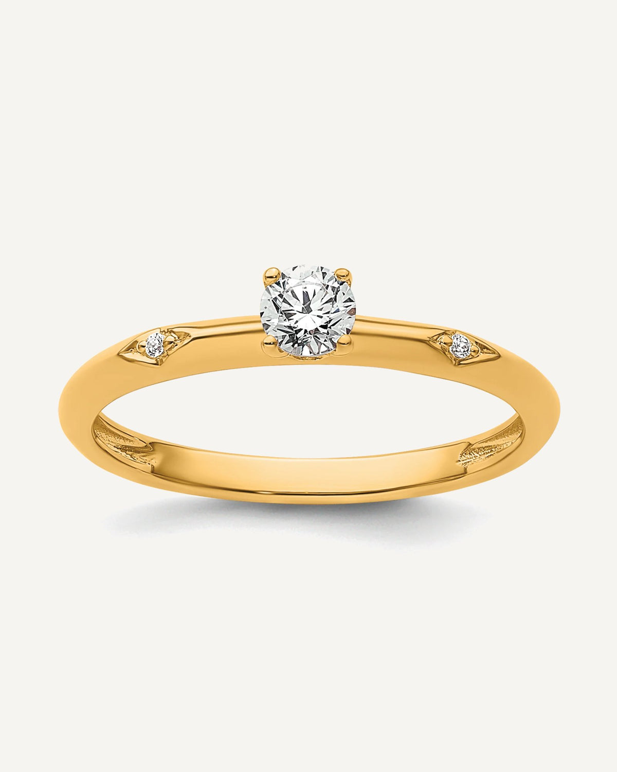 14k Polished Complete Diamond Promise Ring – View 1
