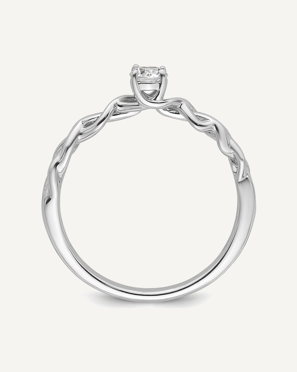 14k White Gold Complete Diamond Braided Design Engagement Ring – View 2
