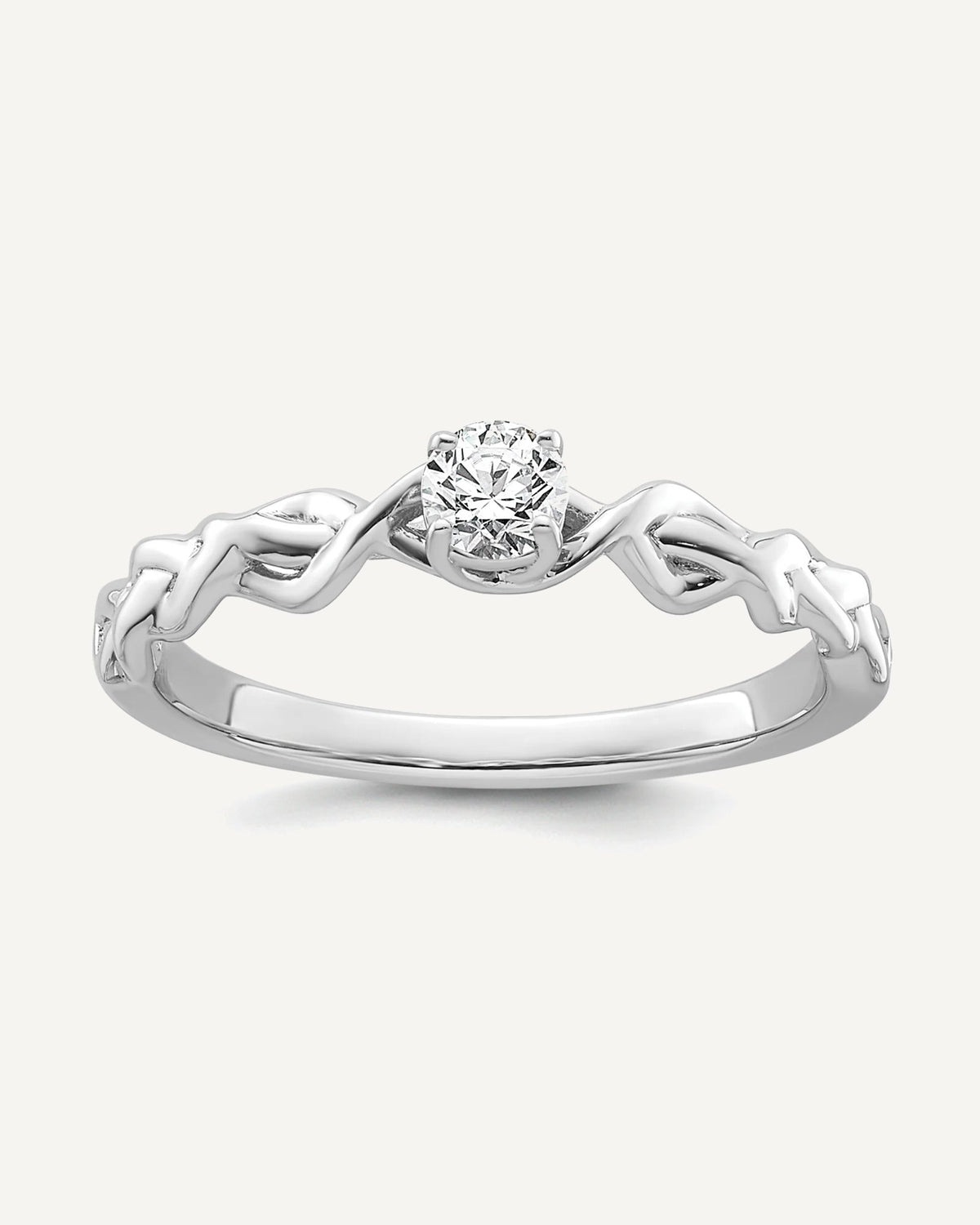 14k White Gold Complete Diamond Braided Design Engagement Ring – View 1