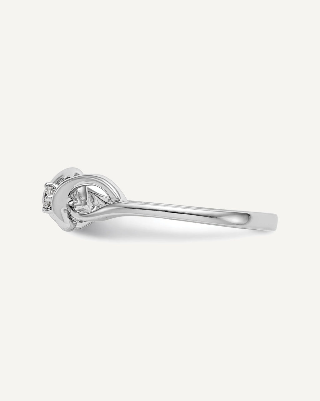 First Promise 14k White Gold 1/20 carat Round Diamond Complete Promise/Engagement Ring – View 3