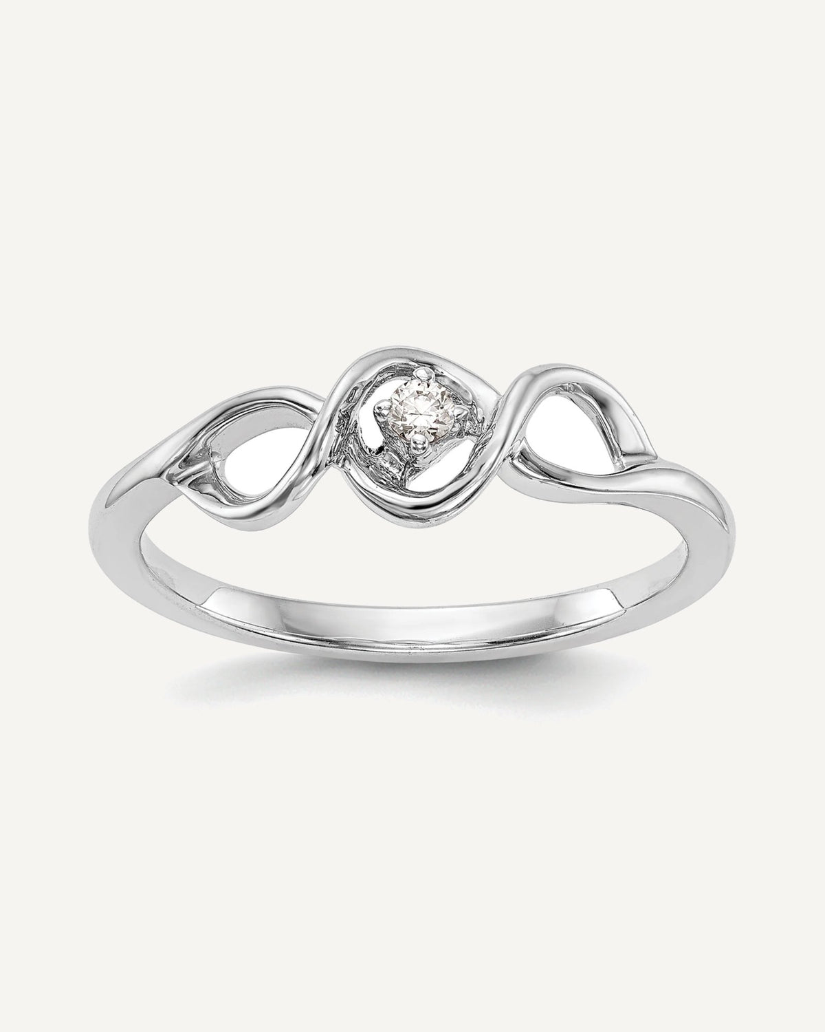 First Promise 14k White Gold 1/20 carat Round Diamond Complete Promise/Engagement Ring – View 1