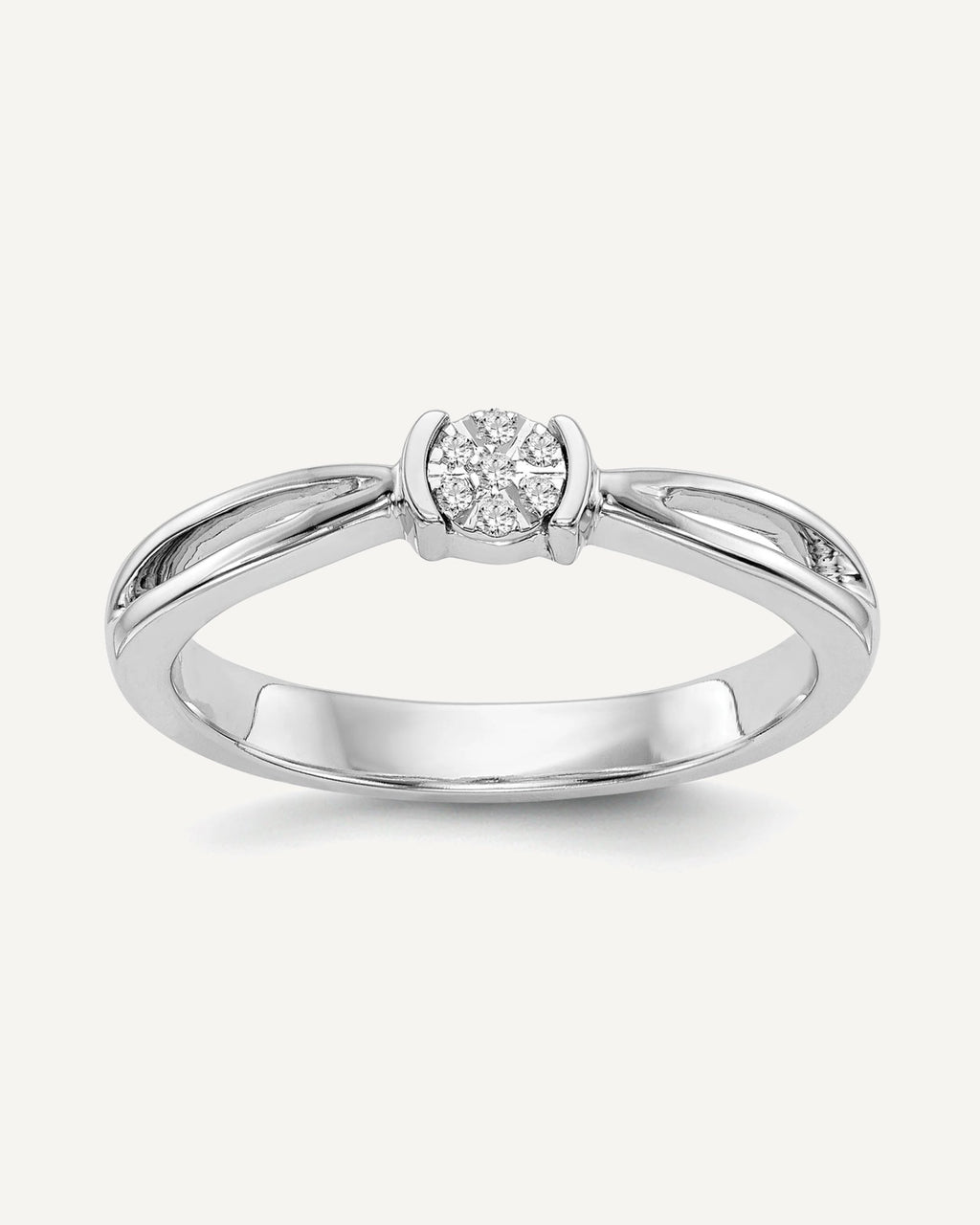 First Promise 14k White Gold Cluster .03 carat Round Diamond Complete Promise/Engagement Ring – View 1
